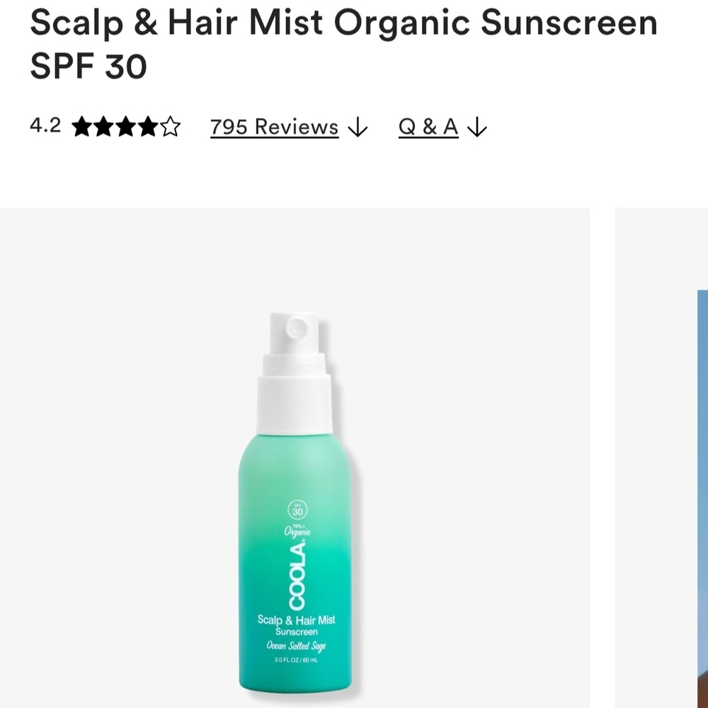 Coola Scalp & Hair Mist Organic Sunscreen SPF 30